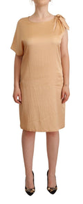 Moschino Beige Einärmeliges knielanges Etuikleid