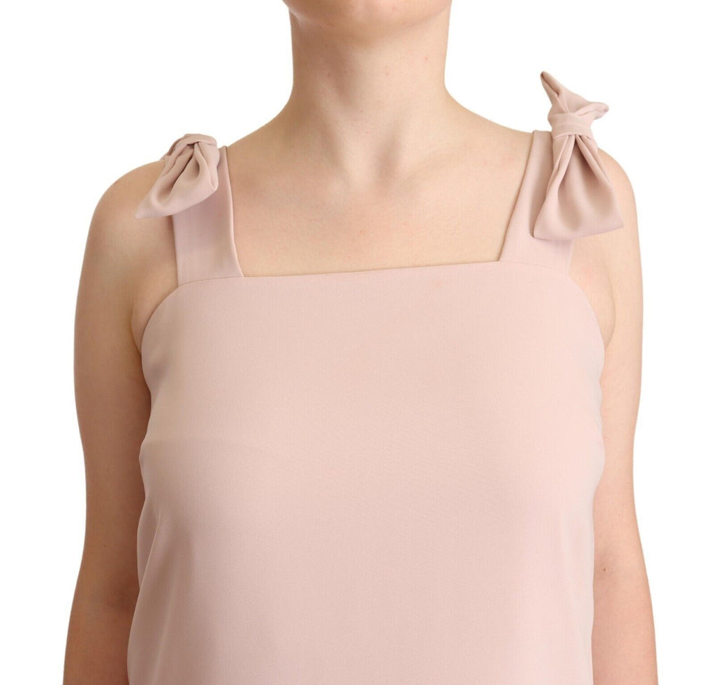 P.A.R.O.S.H. Pink Sleeveless Polyester Feather Midi Dress