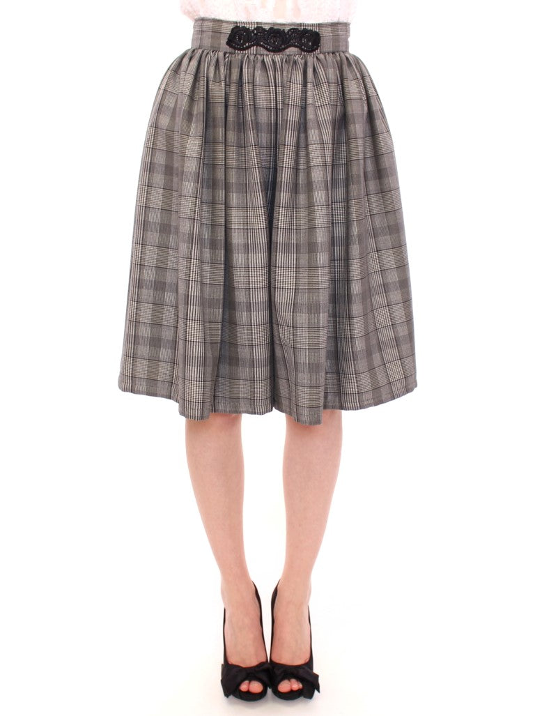 NOEMI ALEMAN Grey Checked Wool Shorts Skirt