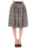 NOEMI ALEMAN Grey Checked Wool Shorts Skirt