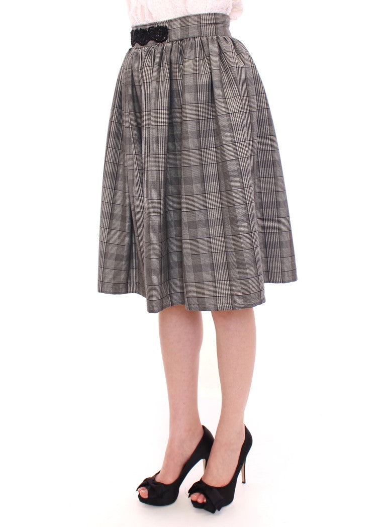 NOEMI ALEMAN Grey Checked Wool Shorts Skirt