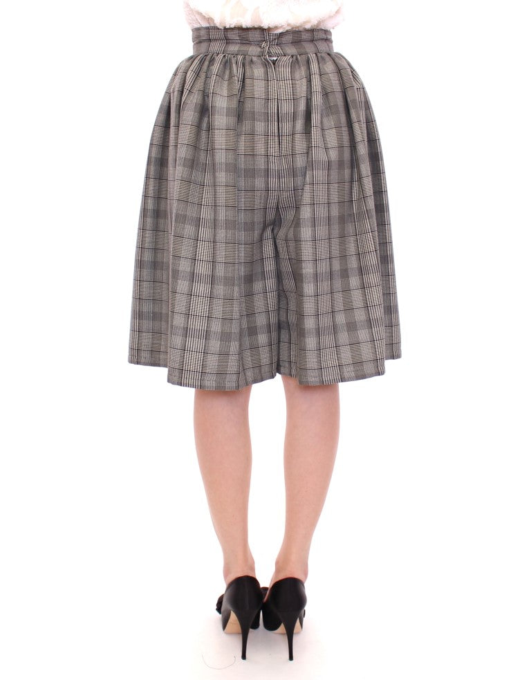 NOEMI ALEMAN Grey Checked Wool Shorts Skirt