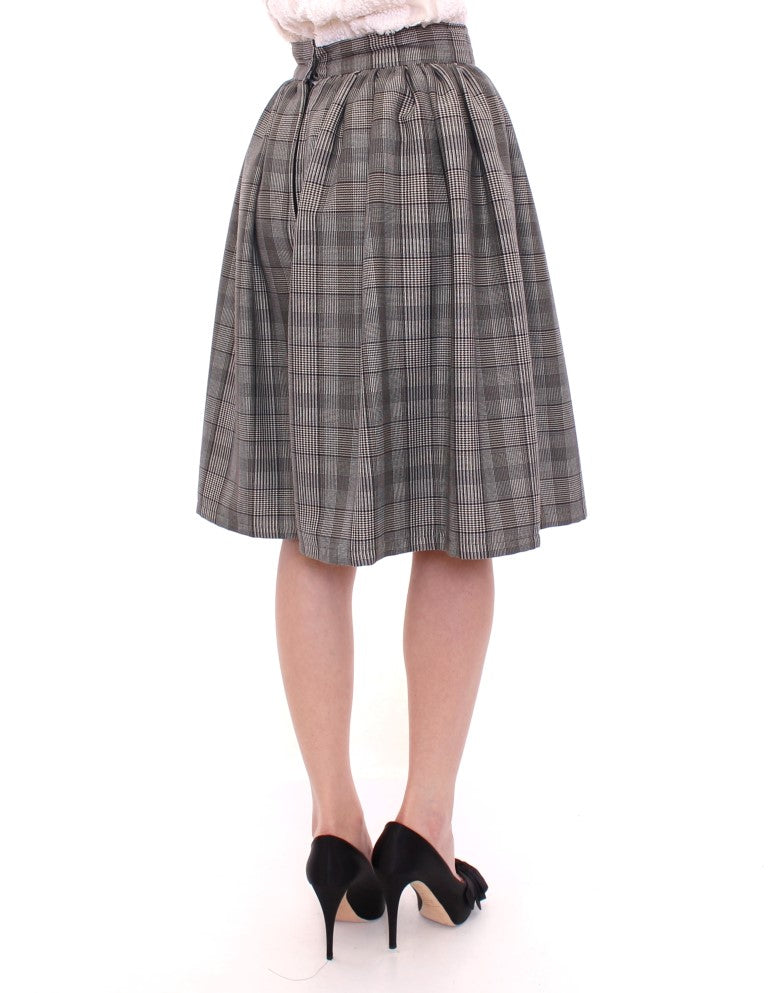 NOEMI ALEMAN Grey Checked Wool Shorts Skirt