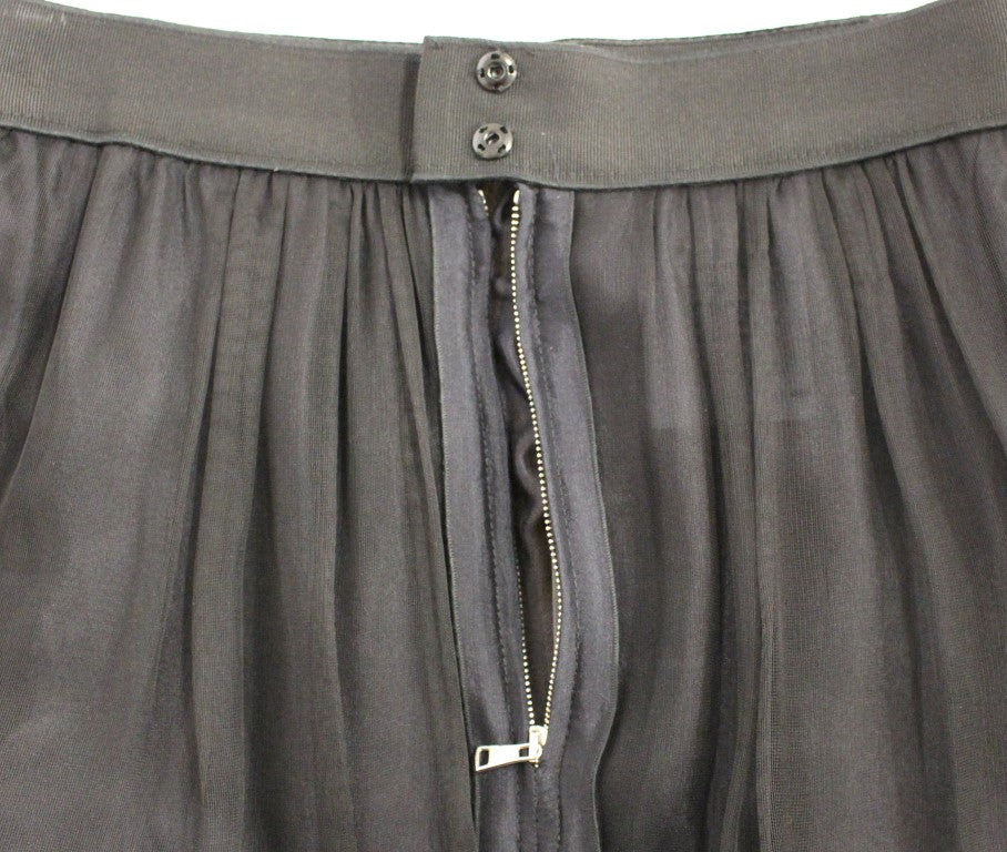Dolce & Gabbana Schwarzer transparenter Seidenrock über den Knien
