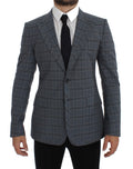 Dolce & Gabbana Blue Check Slim Fit Blazer Jacket