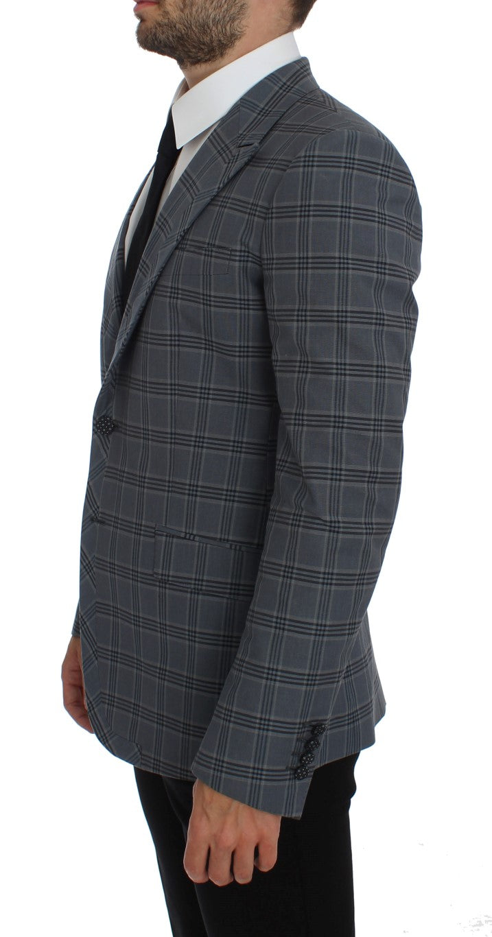Dolce & Gabbana Blue Check Slim Fit Blazer Jacket