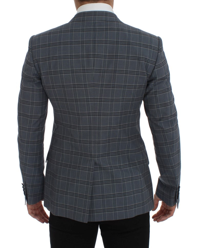Dolce & Gabbana Blue Check Slim Fit Blazer Jacket