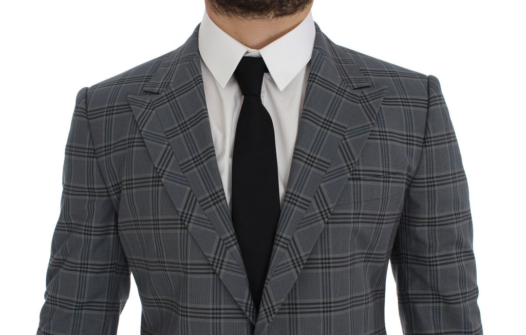Dolce & Gabbana Blue Check Slim Fit Blazer Jacket