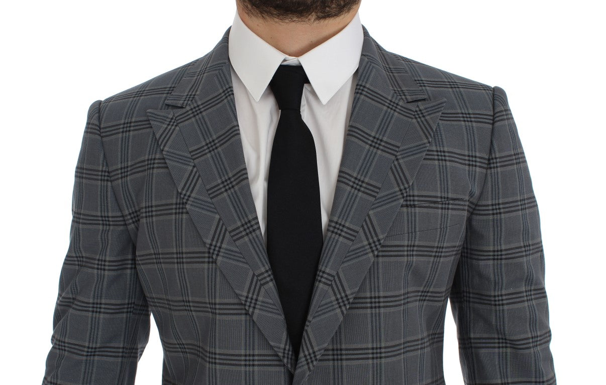 Dolce & Gabbana Blue Check Slim Fit Blazer Jacket