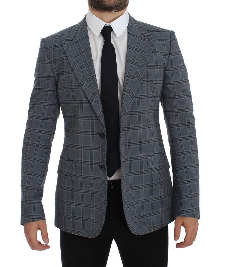 Dolce & Gabbana Blue Check Slim Fit Blazer Jacket
