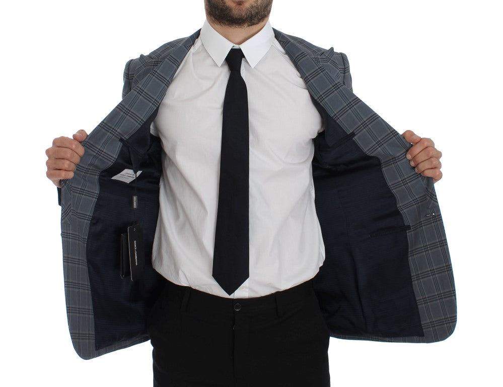 Dolce & Gabbana Blue Check Slim Fit Blazer Jacket