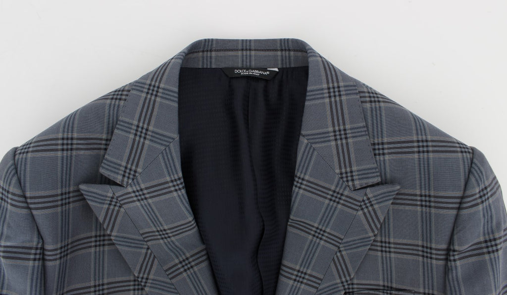 Dolce & Gabbana Blue Check Slim Fit Blazer Jacket