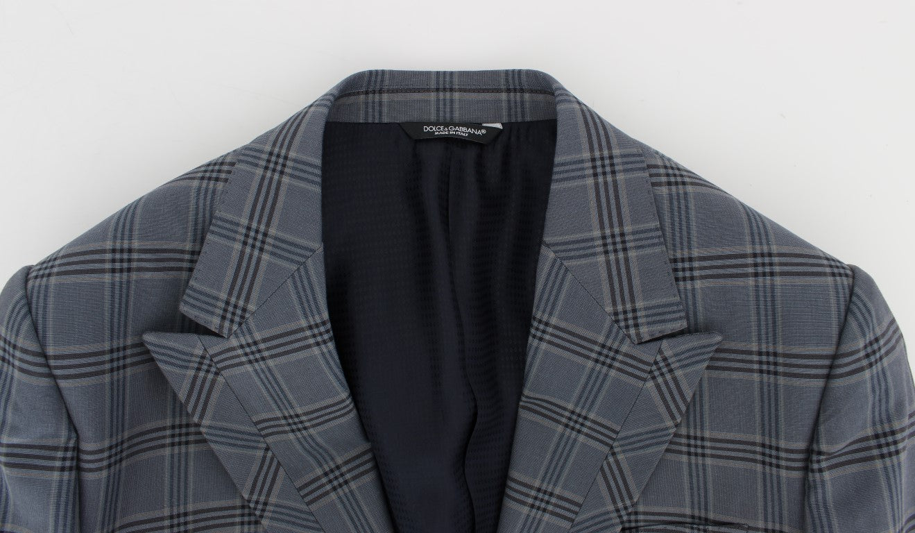 Dolce & Gabbana Blue Check Slim Fit Blazer Jacket