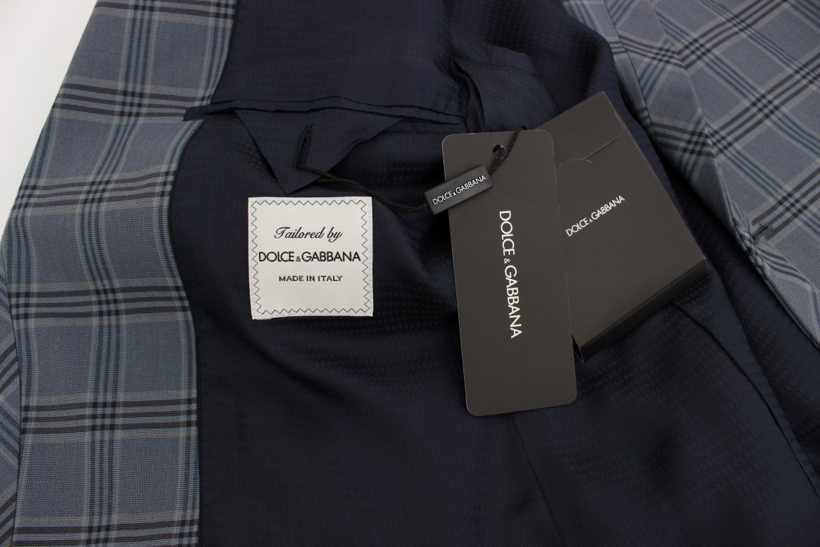 Dolce & Gabbana Blue Check Slim Fit Blazer Jacket