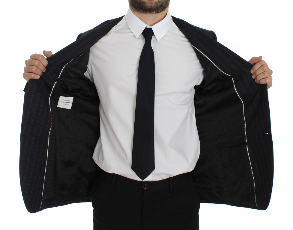 Dolce & Gabbana Grey Striped Slim Fit Wool Blazer
