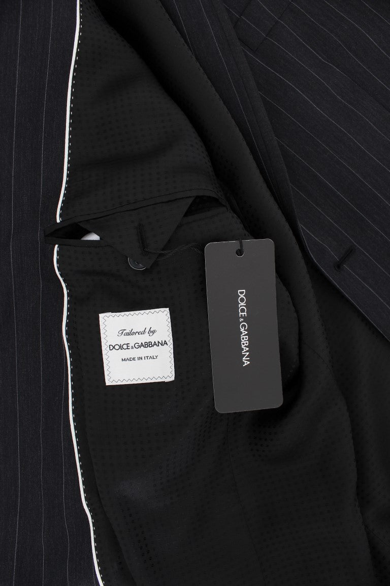 Dolce & Gabbana Grey Striped Slim Fit Wool Blazer