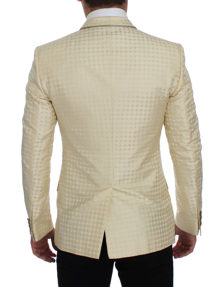Dolce & Gabbana Beige Polka Dot Silk Blazer 2 Piece