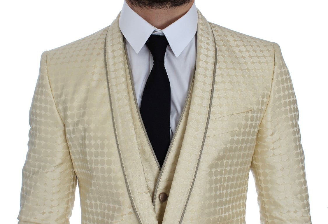 Dolce & Gabbana Beige Polka Dot Silk Blazer 2 Piece