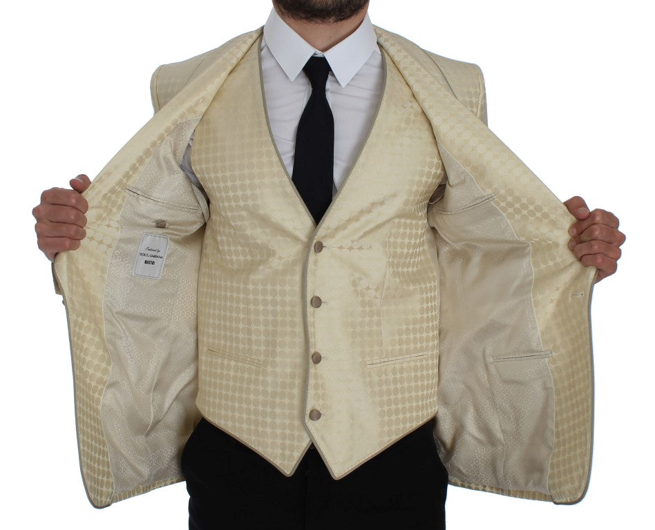 Dolce & Gabbana Beige Polka Dot Silk Blazer 2 Piece