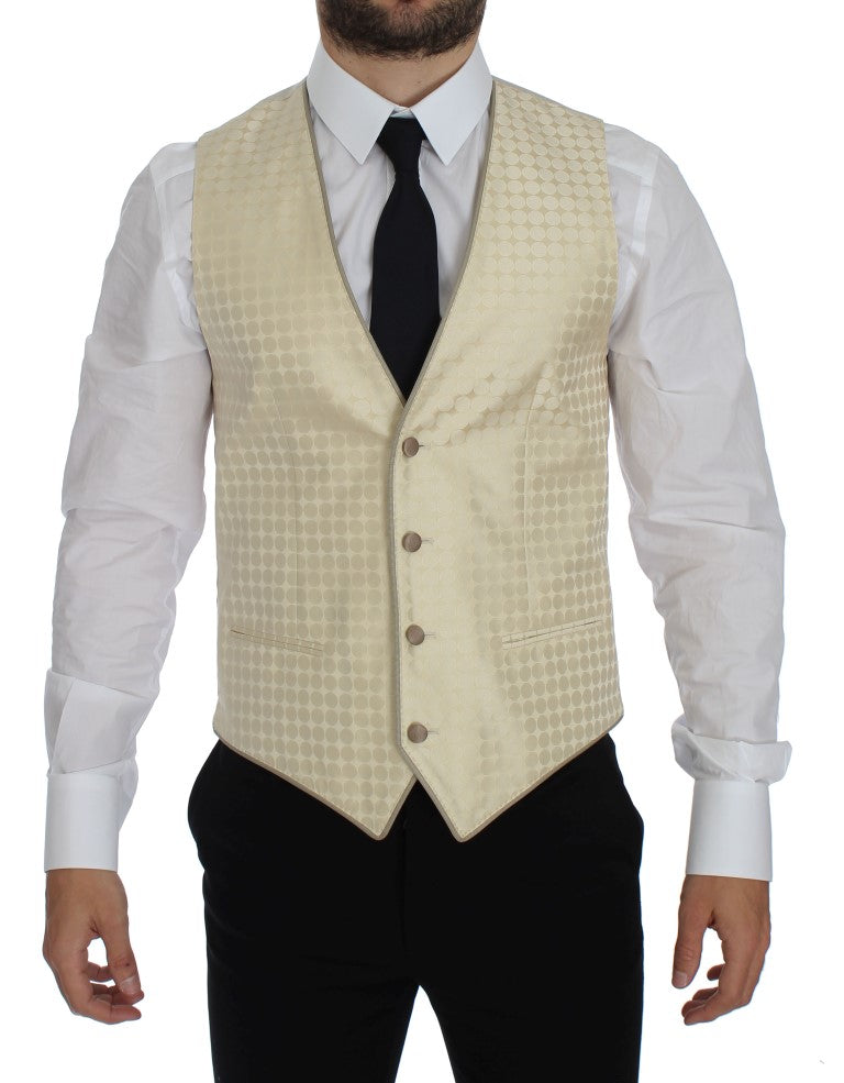 Dolce & Gabbana Beige Polka Dot Silk Blazer 2 Piece