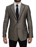 Dolce & Gabbana Brown Slim Fit Two-Button Silk Blazer