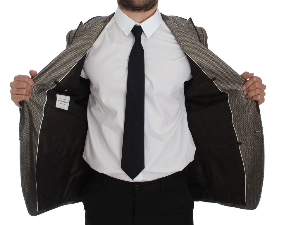 Dolce & Gabbana Brown Slim Fit Two-Button Silk Blazer
