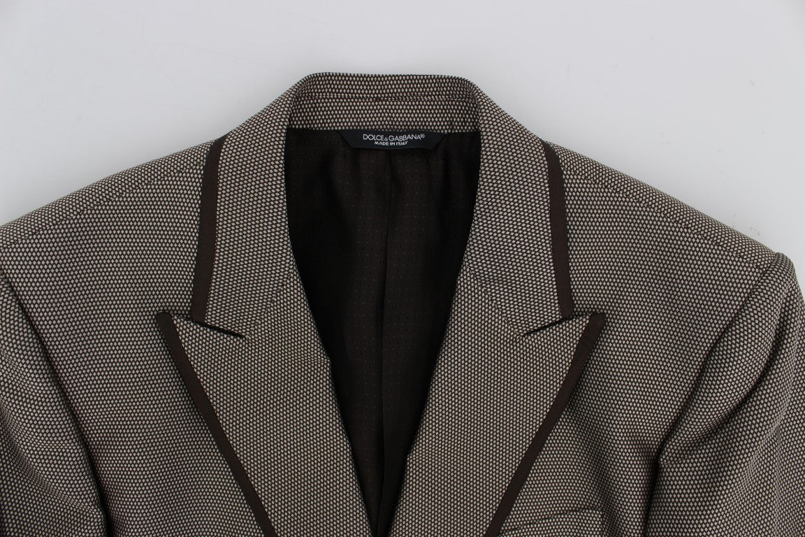 Dolce & Gabbana Brown Slim Fit Two-Button Silk Blazer