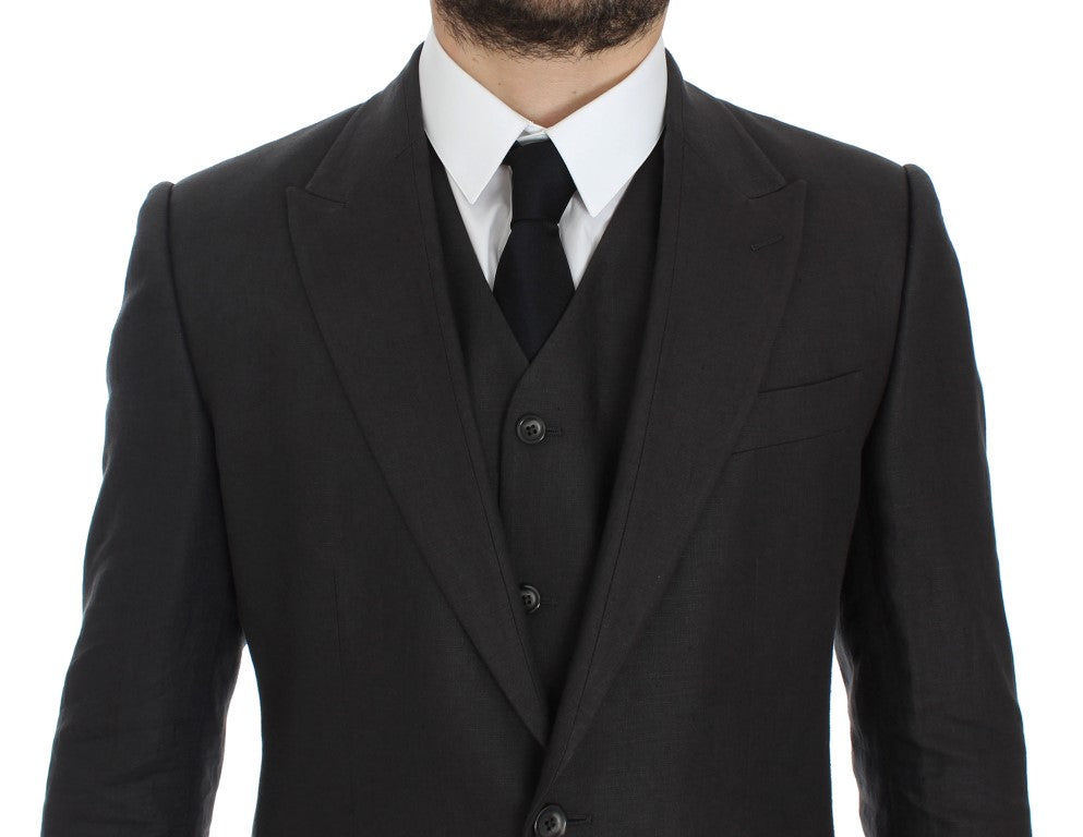 Dolce & Gabbana Grauer Slim Fit Leinenblazer