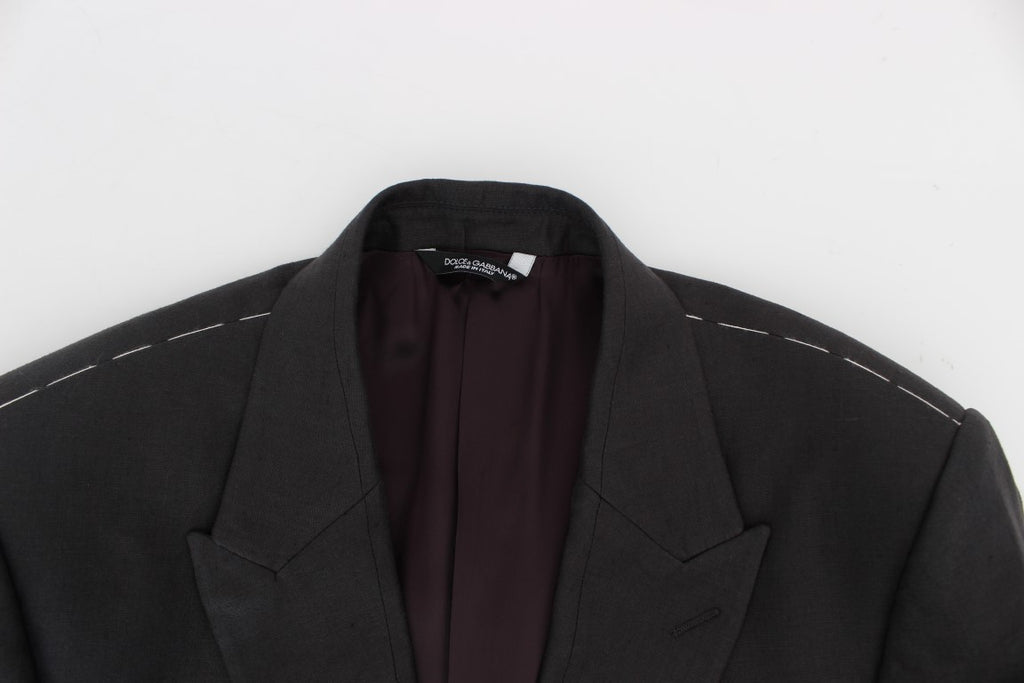 Dolce & Gabbana Grauer Slim Fit Leinenblazer