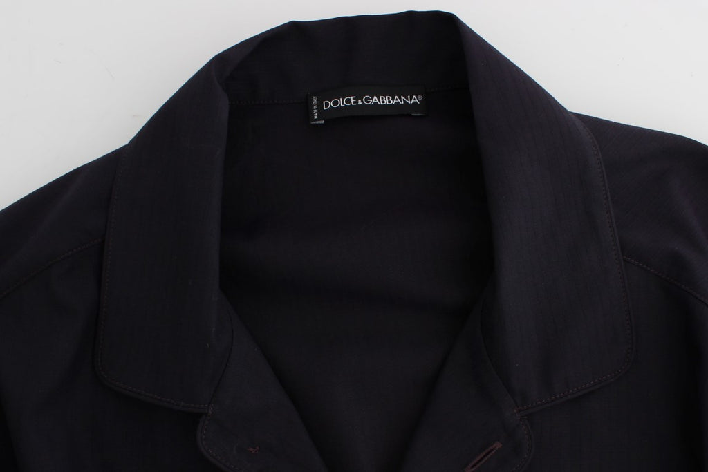 Dolce & Gabbana Purple Striped Cotton Pyjama Lounge Shirt