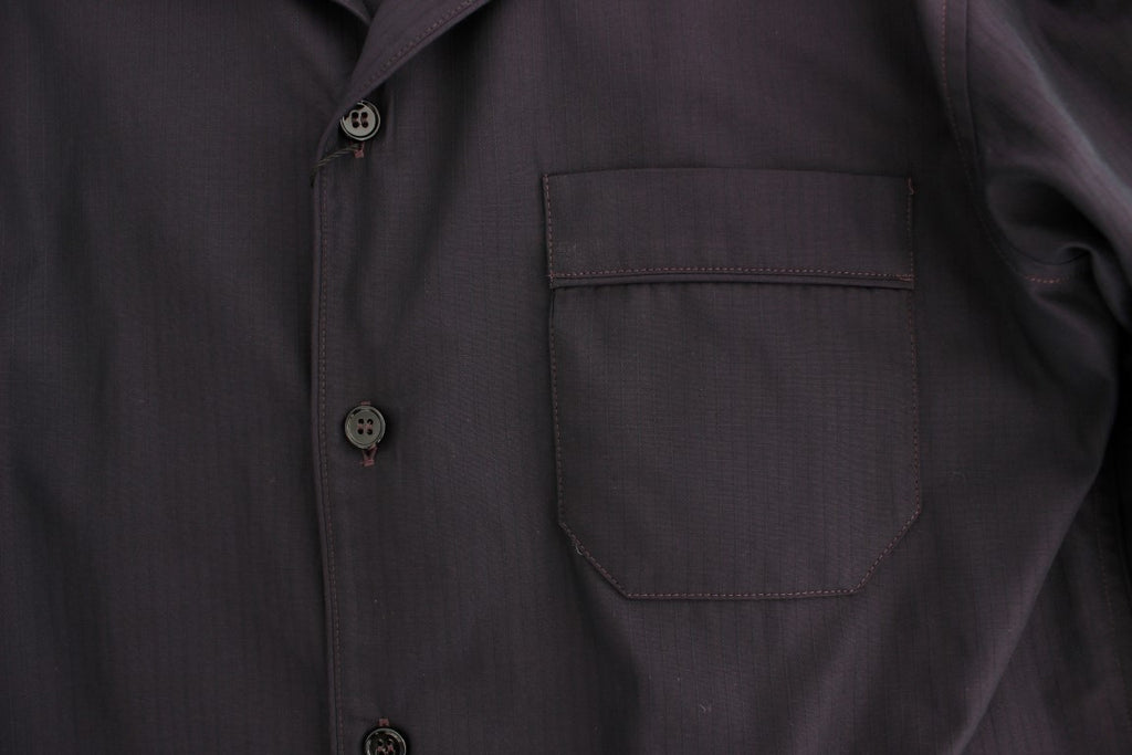 Dolce & Gabbana Purple Striped Cotton Pyjama Lounge Shirt