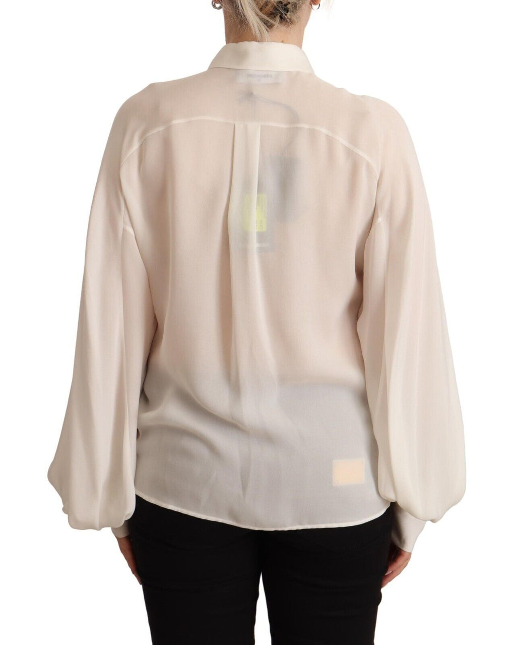 Dsquared² Off-White Silk Long Sleeved Collared Blouse Top
