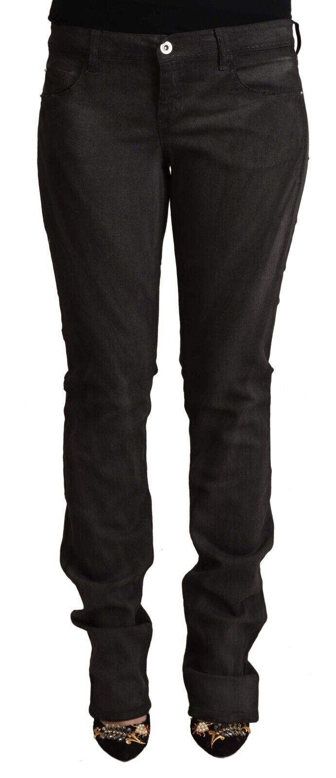 Costume National Schwarze Skinny-Hose aus Baumwolle mit mittlerer Taille