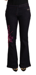 Exte Schwarze Flared Jeans aus Baumwolle mit mittlerer Taille