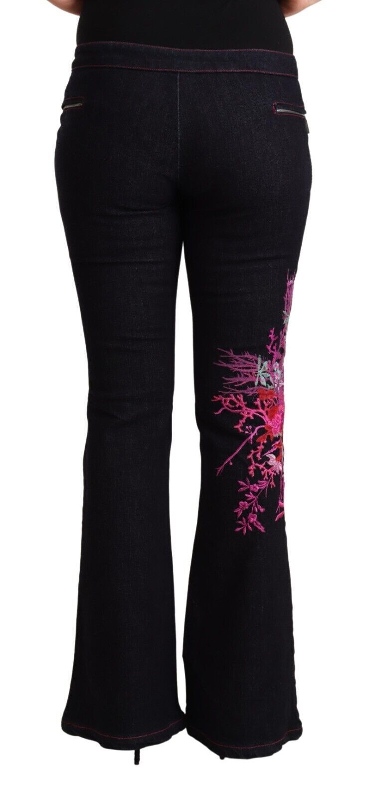 Exte Schwarze Flared Jeans aus Baumwolle mit mittlerer Taille