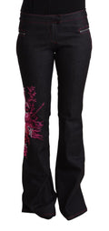 Outer Black Cotton Stretch Mid-Waist Flared Denim Jeans