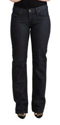 Exte Dark Blue Low Rise Straight Denim Stretch Cotton Jeans