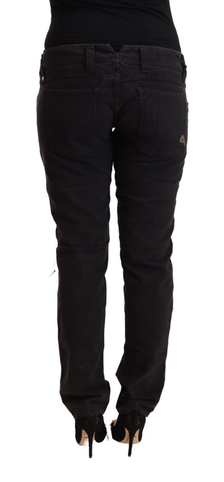 CYCLE Black Low-Rise Slim-Fit Distressed Cotton Denim Jeans