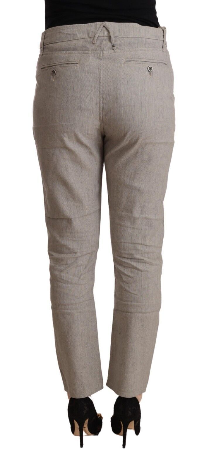 CYCLE Gray Tapered Mid-Rise Linen Blend Trousers