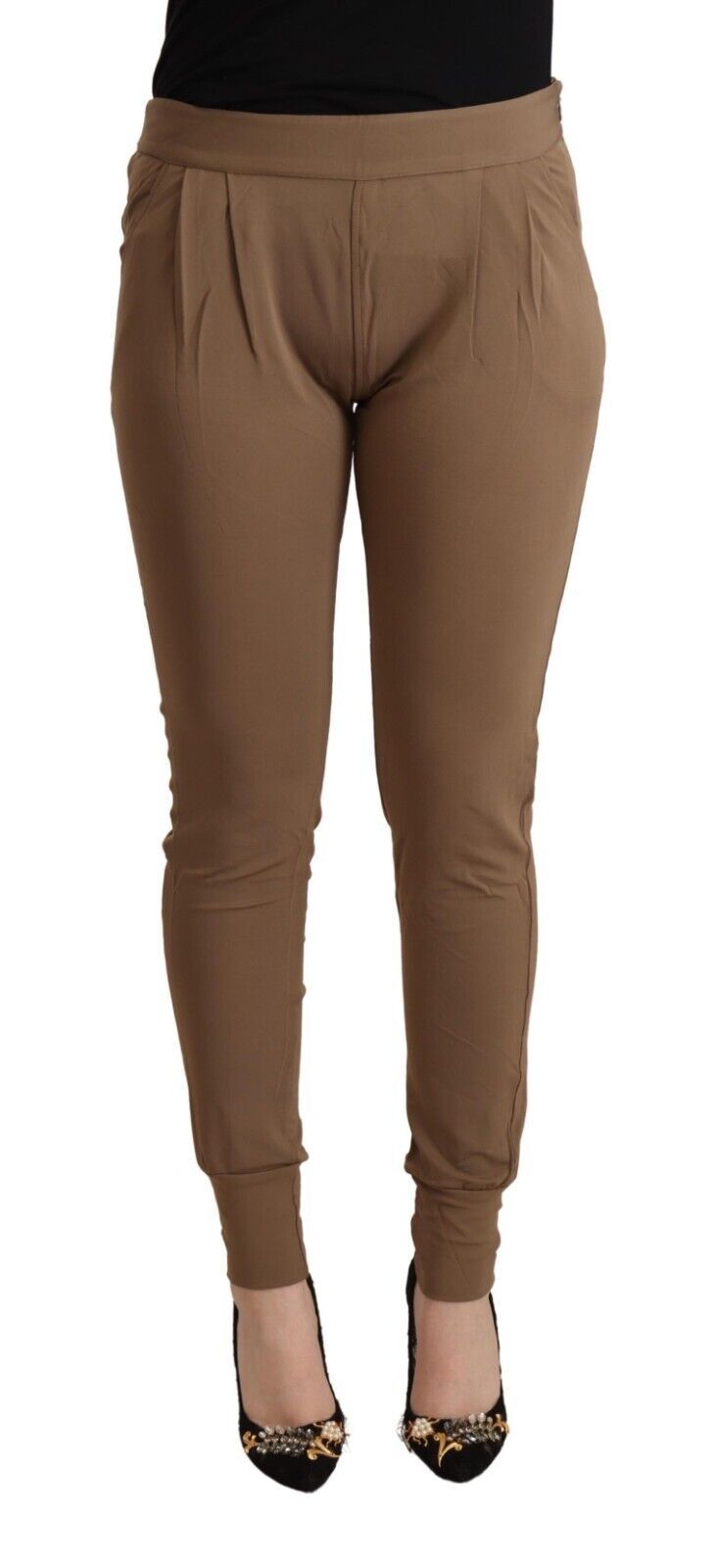Scervino Street Braun Viskose Mid Waist Slim Tapered Pants