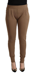 Scervino Street Braun Viskose Mid Waist Slim Tapered Pants