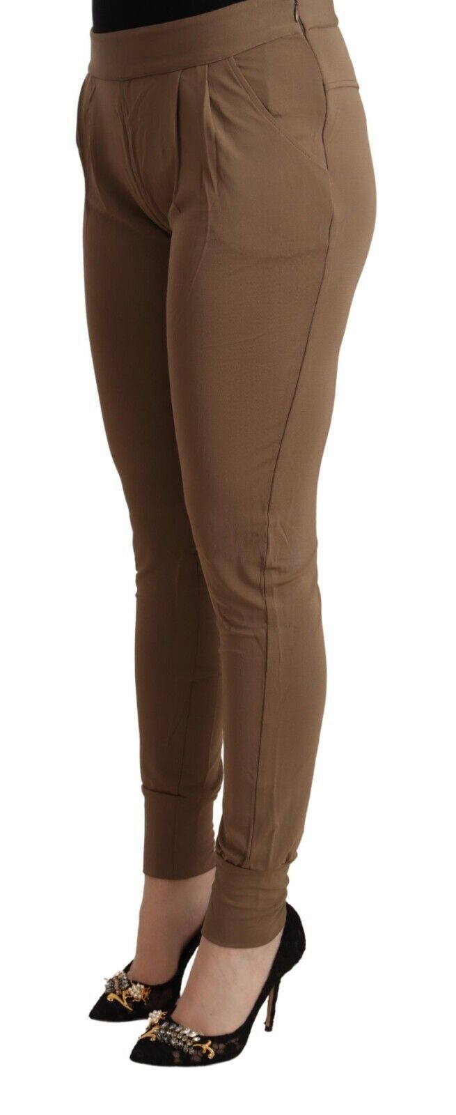 Scervino Street Braun Viskose Mid Waist Slim Tapered Pants
