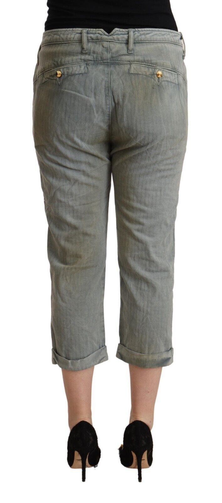 CYCLE Graue Mid Waist Skinny Cropped Pants aus 100% Baumwolle