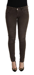 Acht Braune Slim Fit Denim Jeans mit niedriger Taille aus Baumwolle