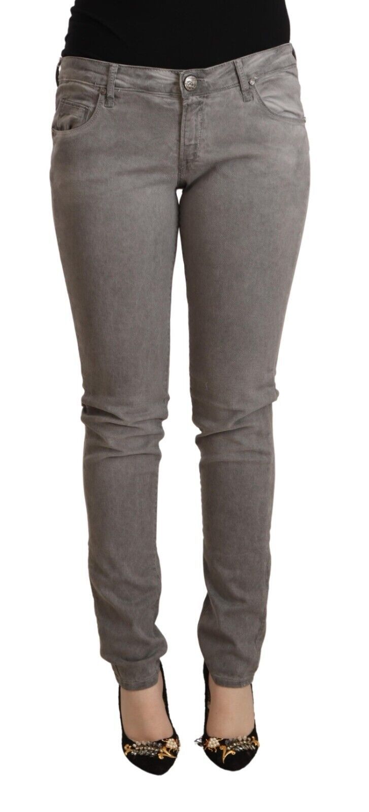 Eight Grey Low-Rise Push-Up Denim Cotton Jeans