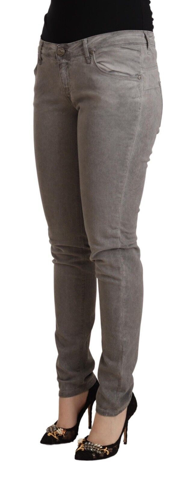 Eight Grey Low-Rise Push-Up Denim Cotton Jeans