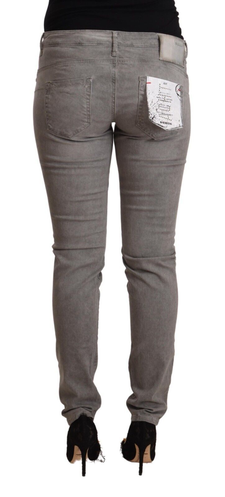Eight Grey Low-Rise Push-Up Denim Cotton Jeans