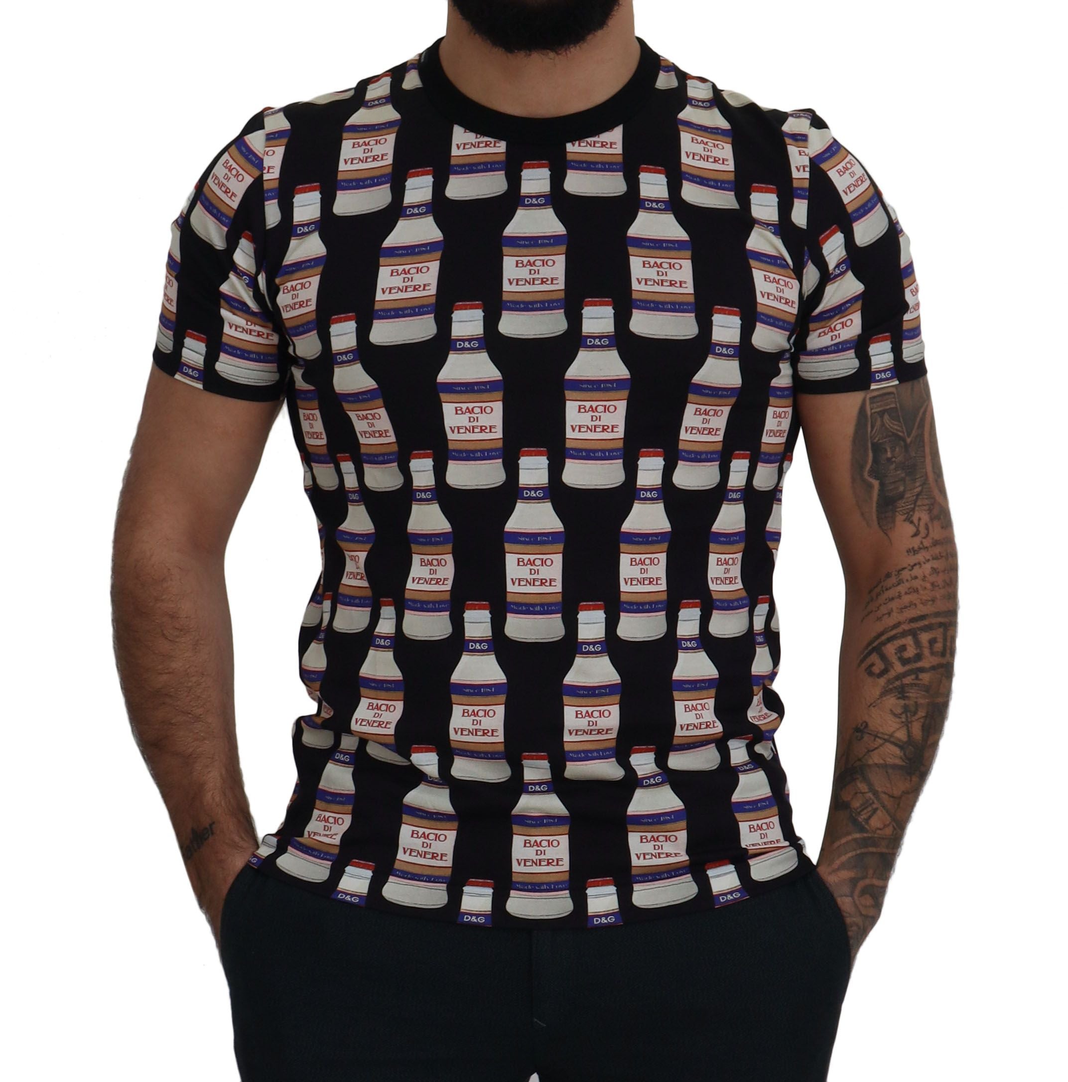 Dolce & Gabbana Black Bacio Di Venere Cotton Crew T-Shirt