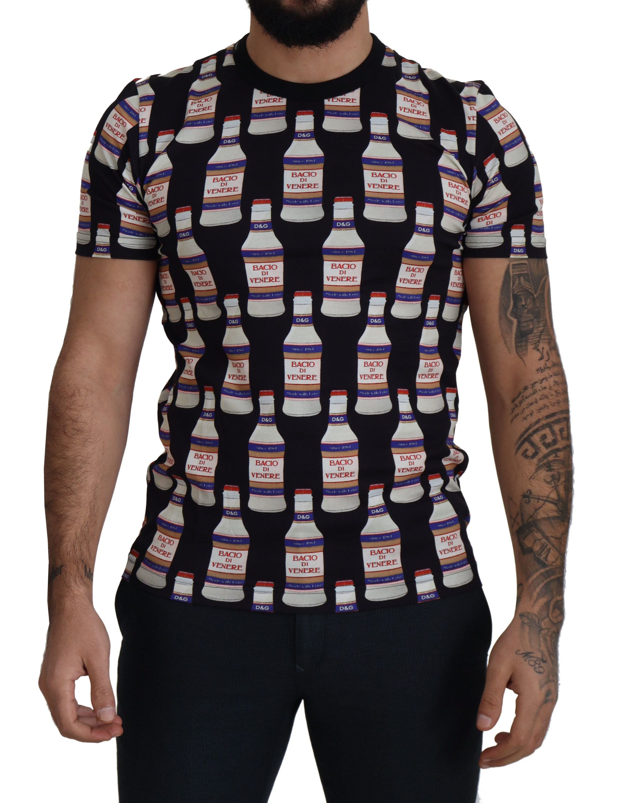 Dolce & Gabbana Black Bacio Di Venere Cotton Crew T-Shirt