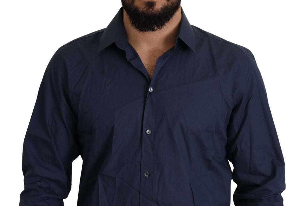 Dolce & Gabbana Blaues Baumwollhemd MARTINI Slim Fit Dress Shirt